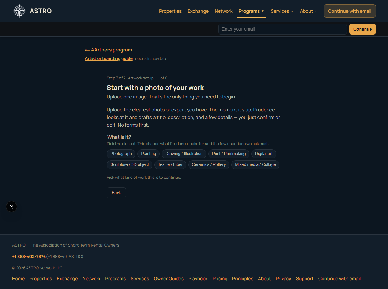 Artwork setup — Upload