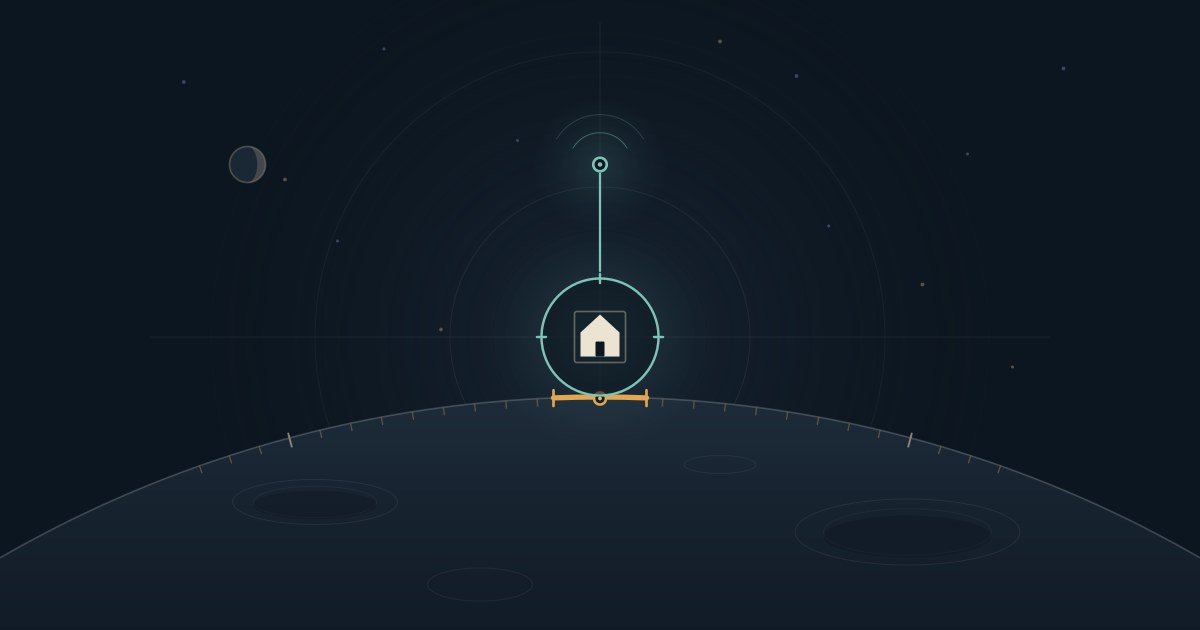 A short-term rental registry record extended to a lunar habitat module, framed as identity infrastructure rather than a booking claim.