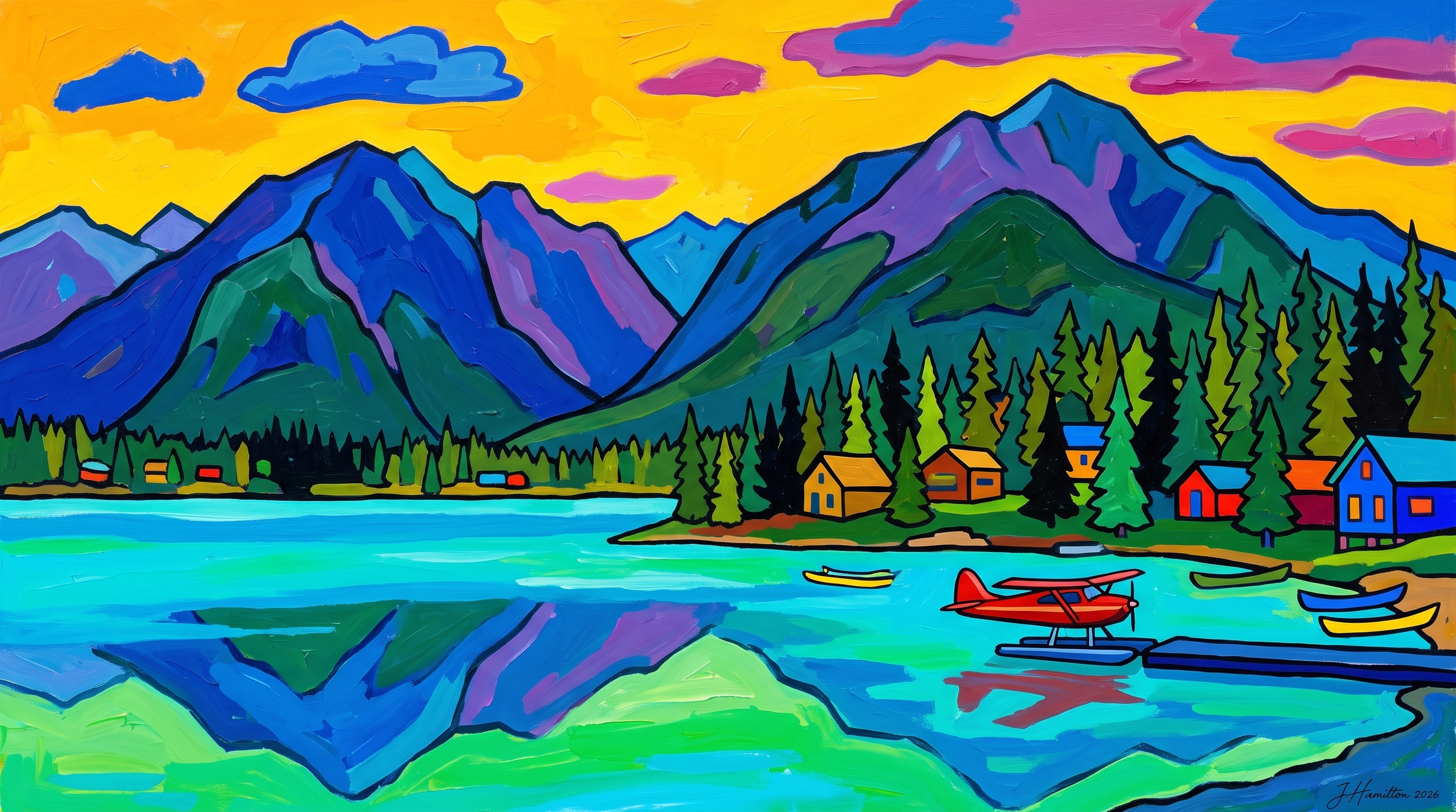 Painted city portrait of Wasilla