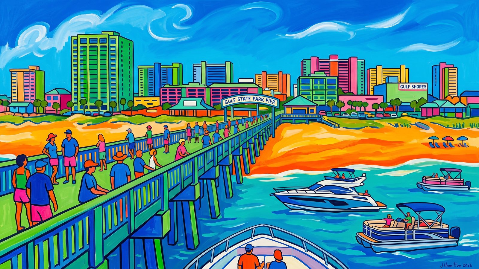 Painted city portrait of Gulf Shores