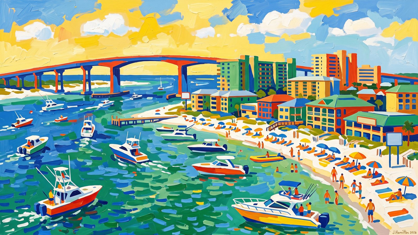 Painted city portrait of Orange Beach