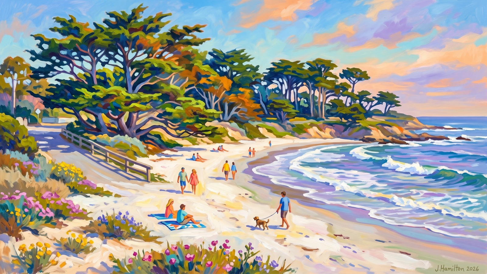 Painted city portrait of Carmel-by-the-Sea