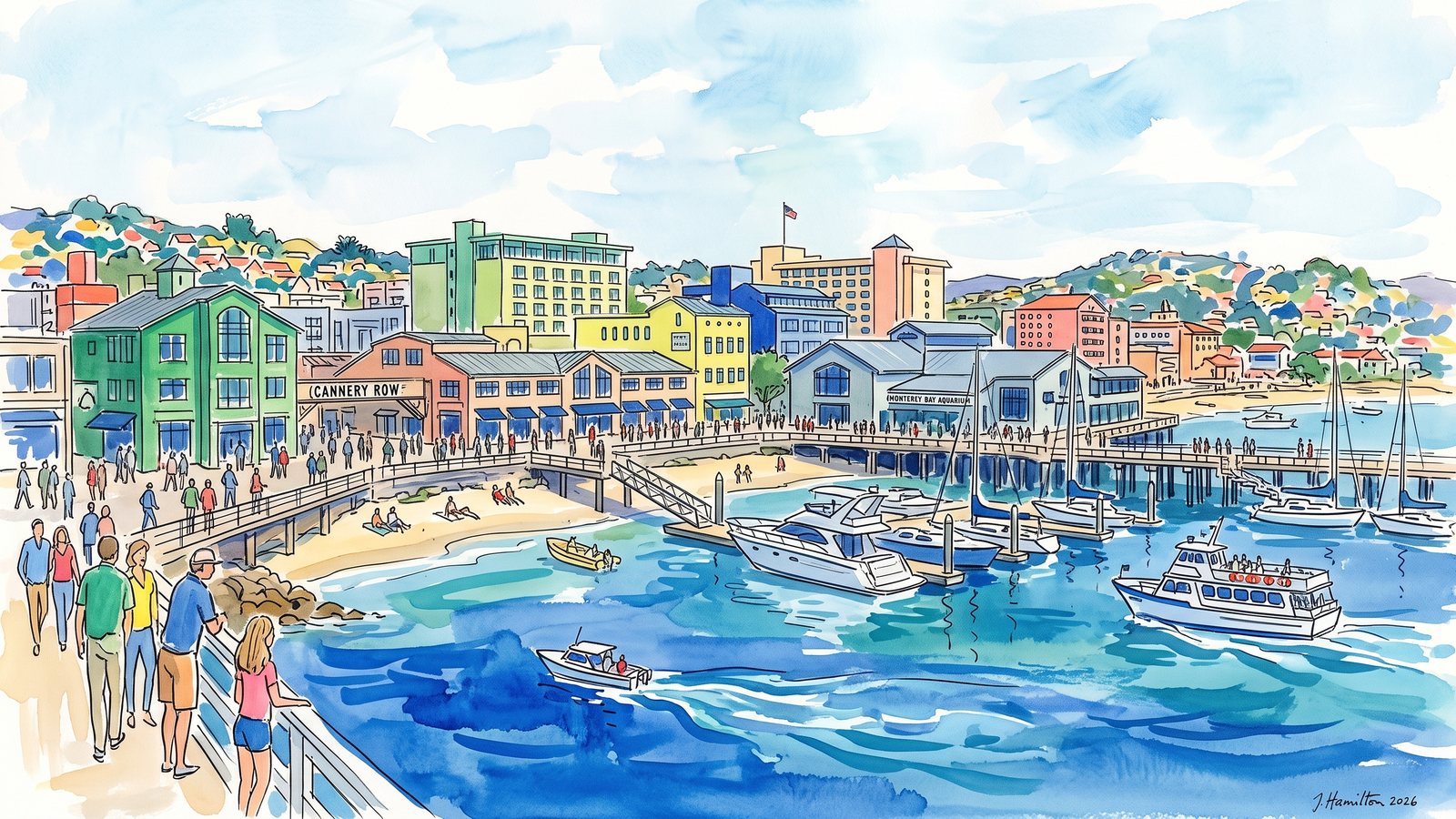 Painted city portrait of Monterey