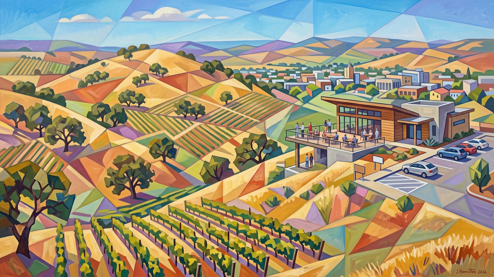 Painted city portrait of Paso Robles