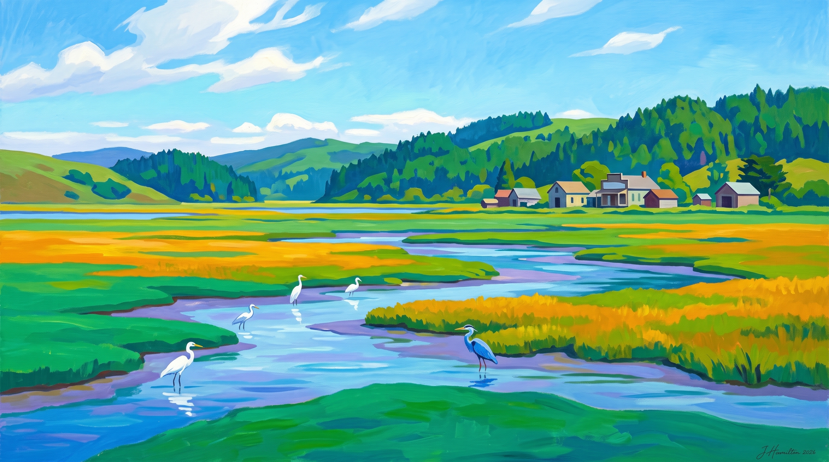 Painted city portrait of Point Reyes Station