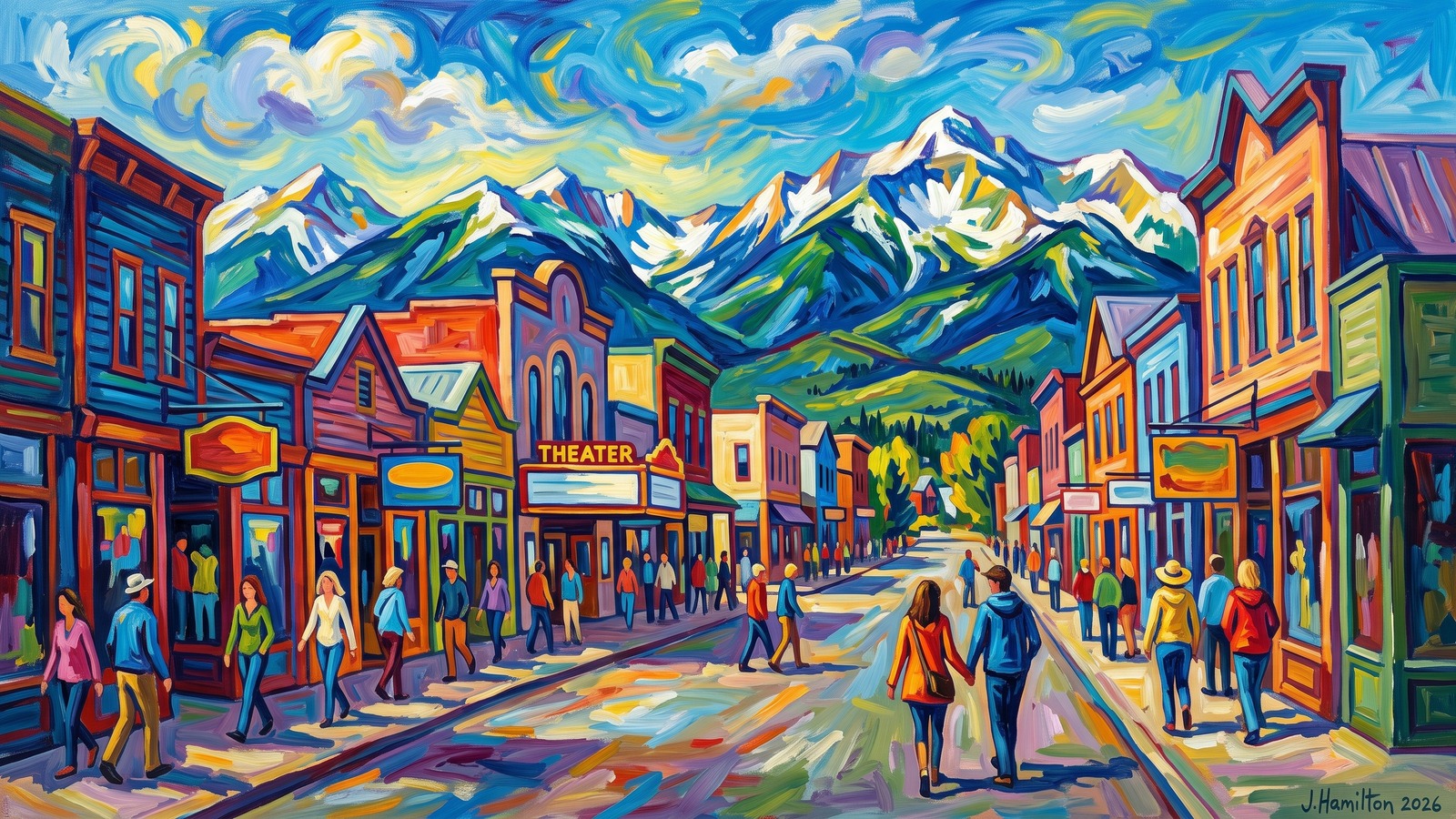 Painted city portrait of Breckenridge
