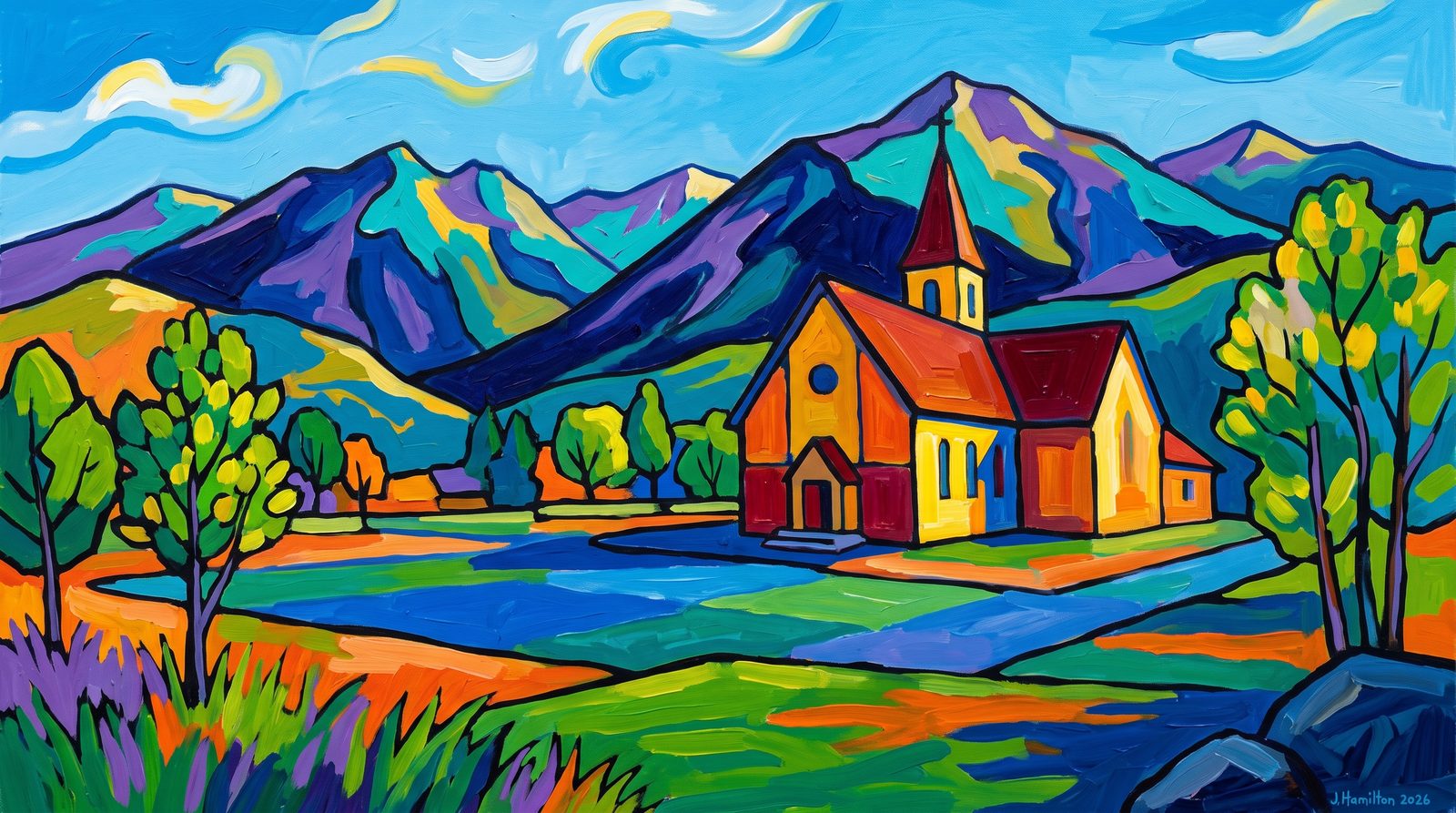Painted city portrait of Fraser
