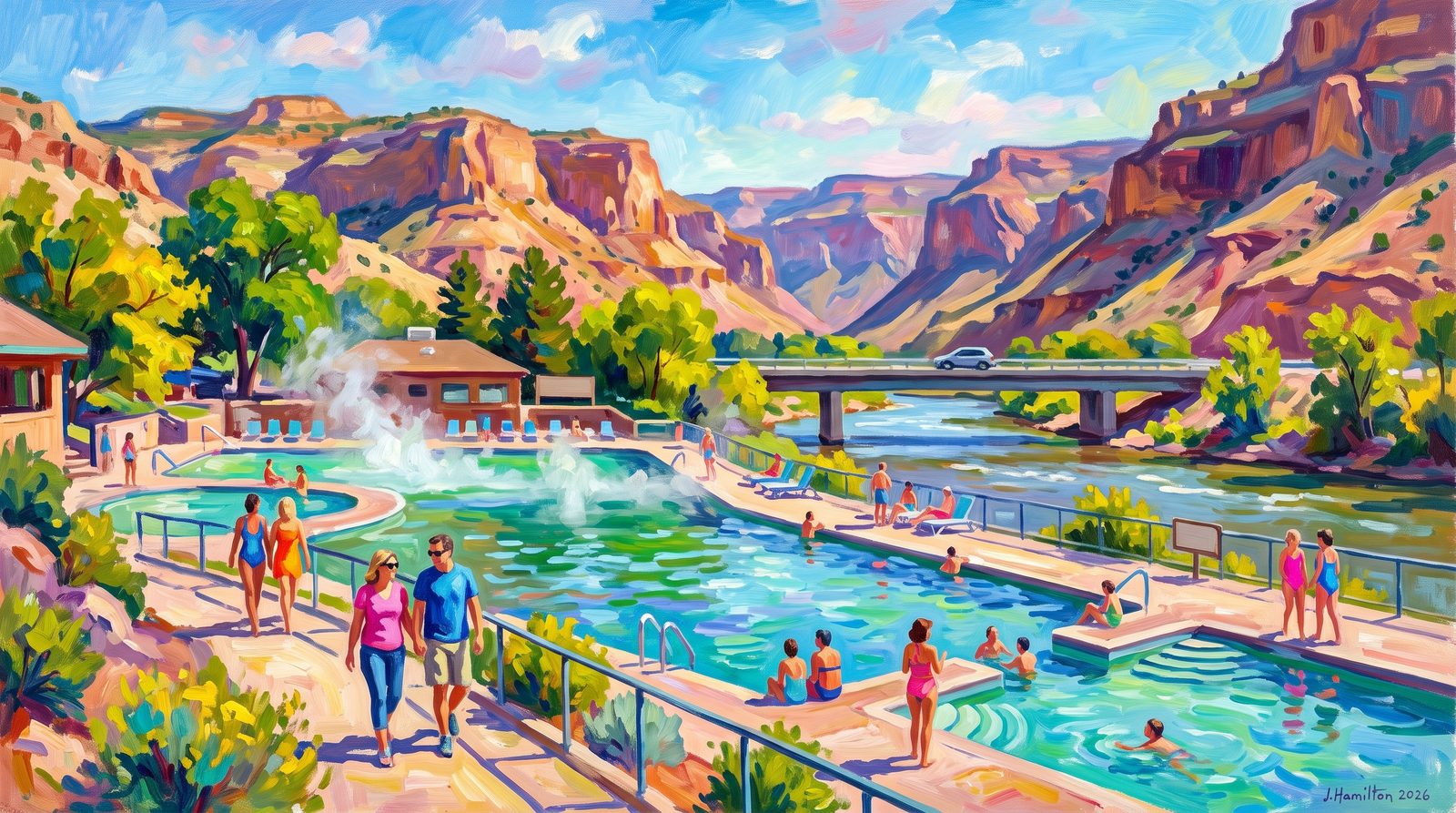 Painted city portrait of Glenwood Springs
