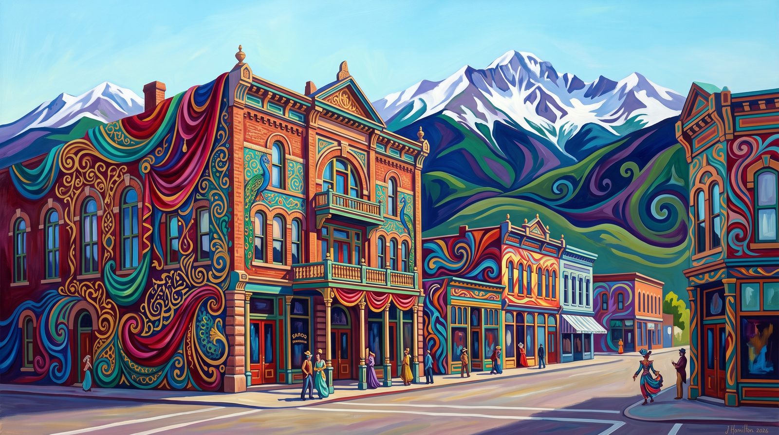 Painted city portrait of Leadville