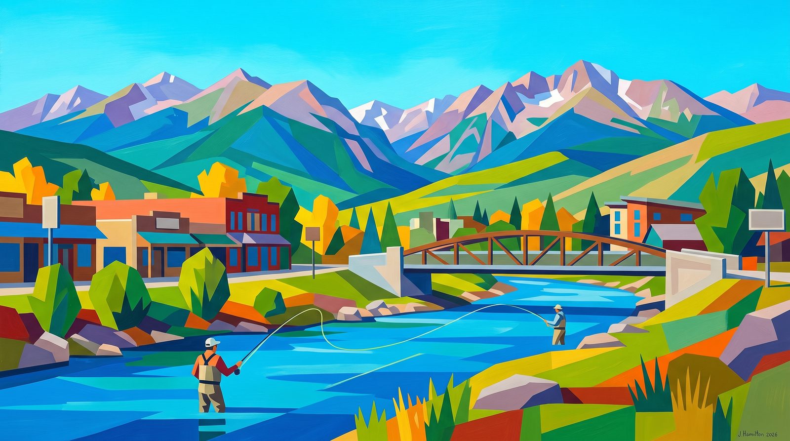 Painted city portrait of Silverthorne