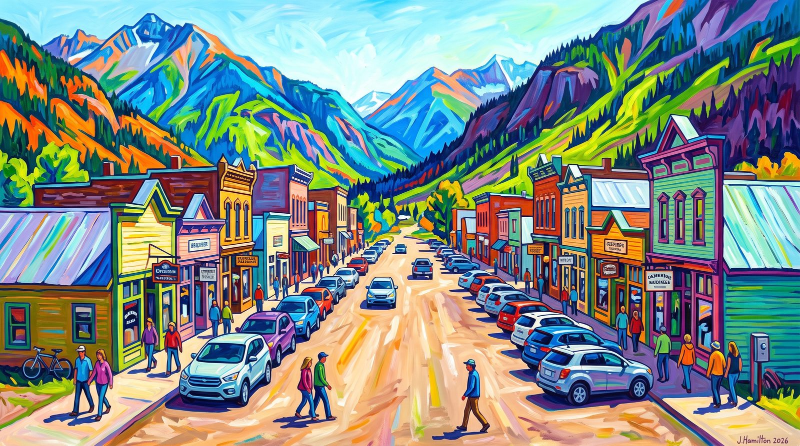 Painted city portrait of Silverton