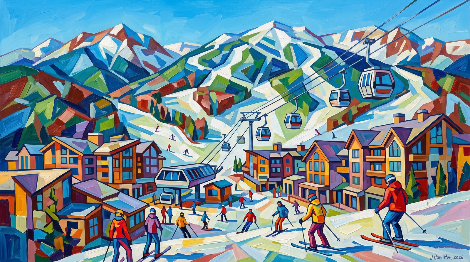 Painted city portrait of Snowmass Village