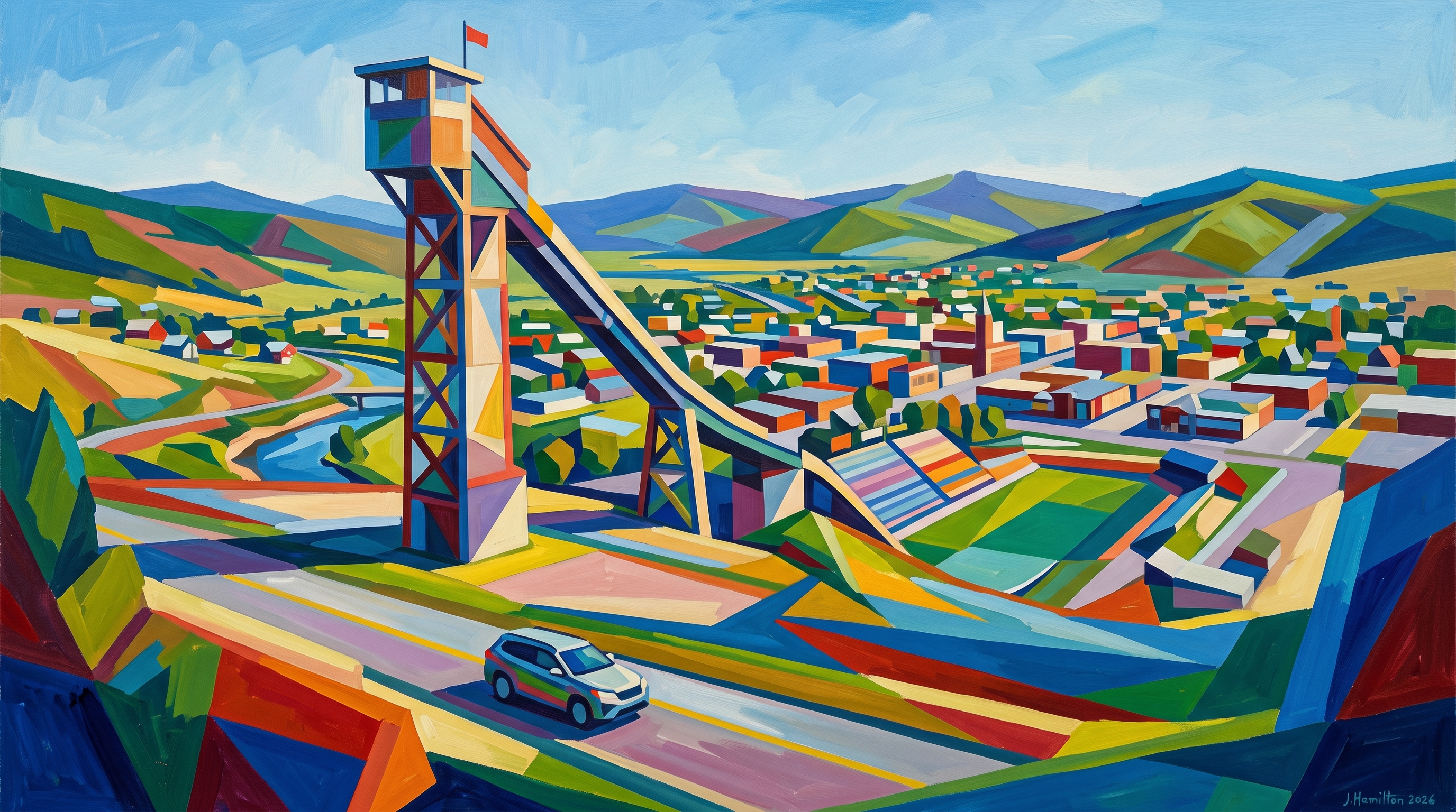 Painted city portrait of Steamboat Springs