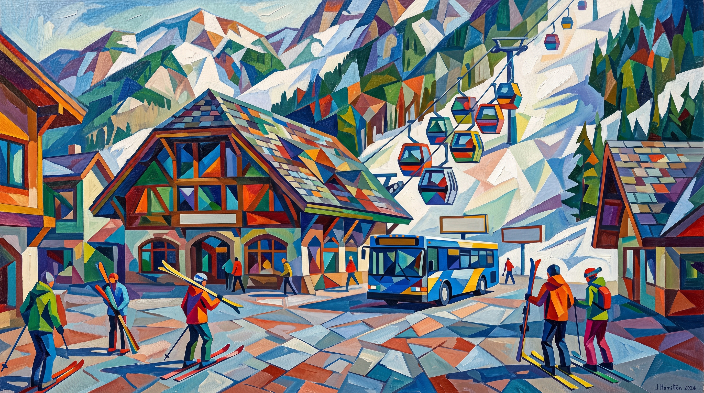 Painted city portrait of Vail