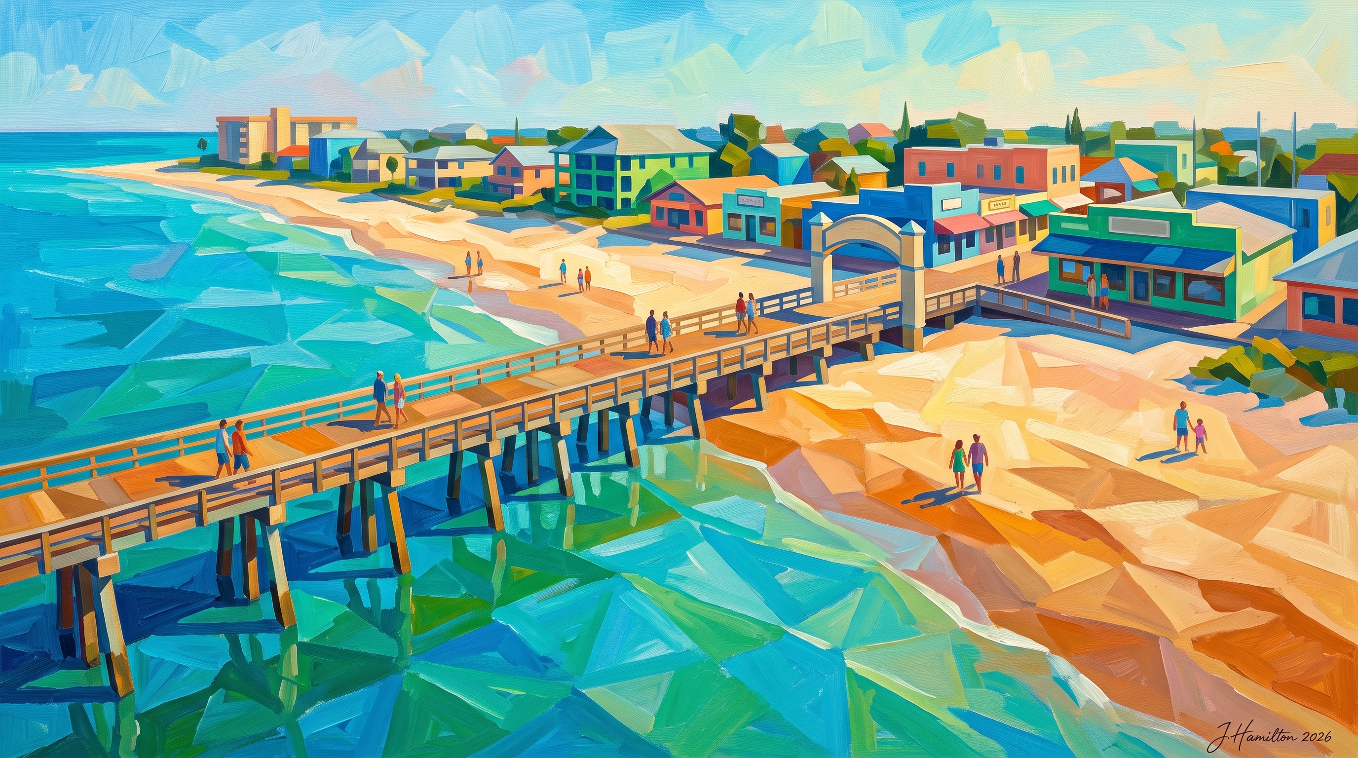 Painted city portrait of Bradenton Beach