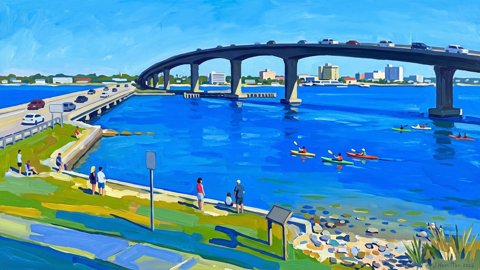 Painted city portrait of Gulf Breeze
