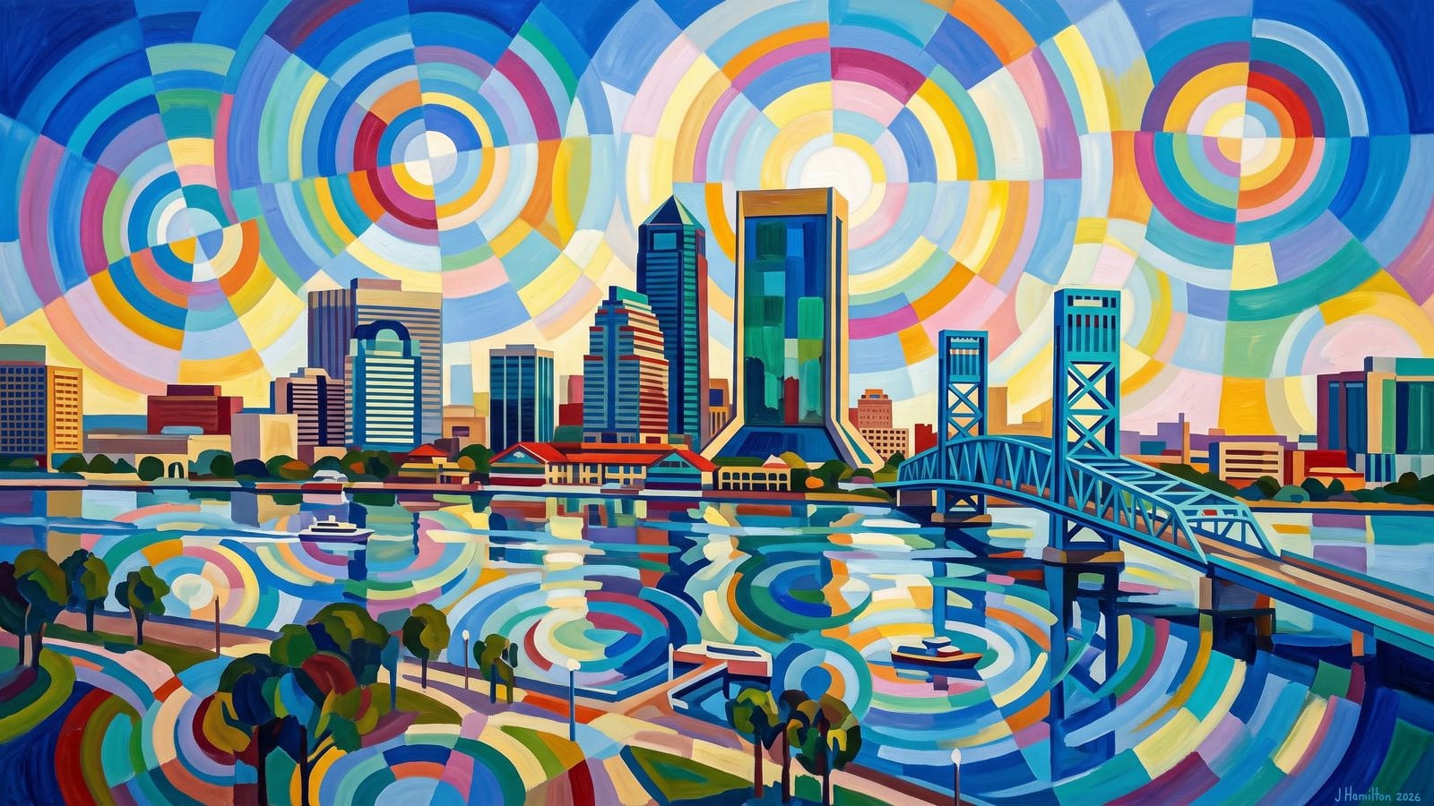 Painted city portrait of Jacksonville