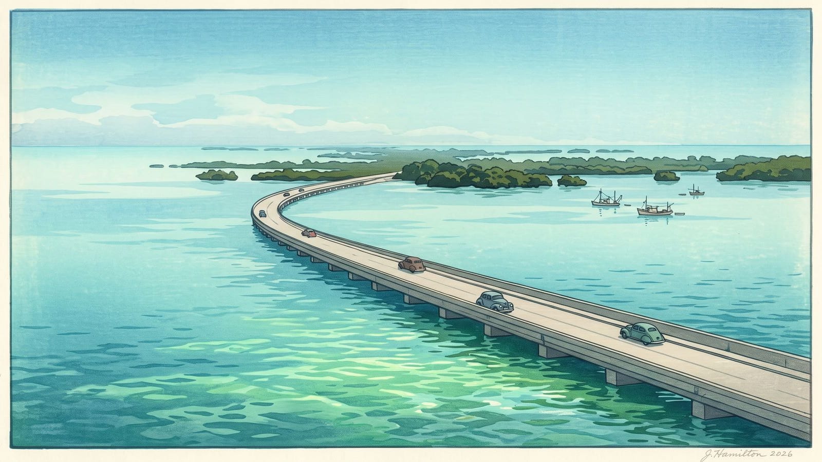 Painted city portrait of Key Largo