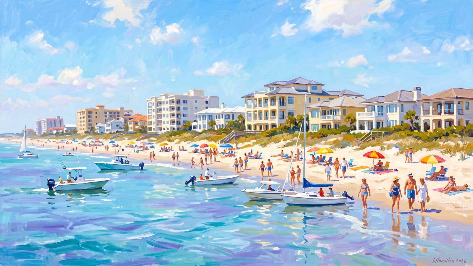 Painted city portrait of Ponte Vedra Beach