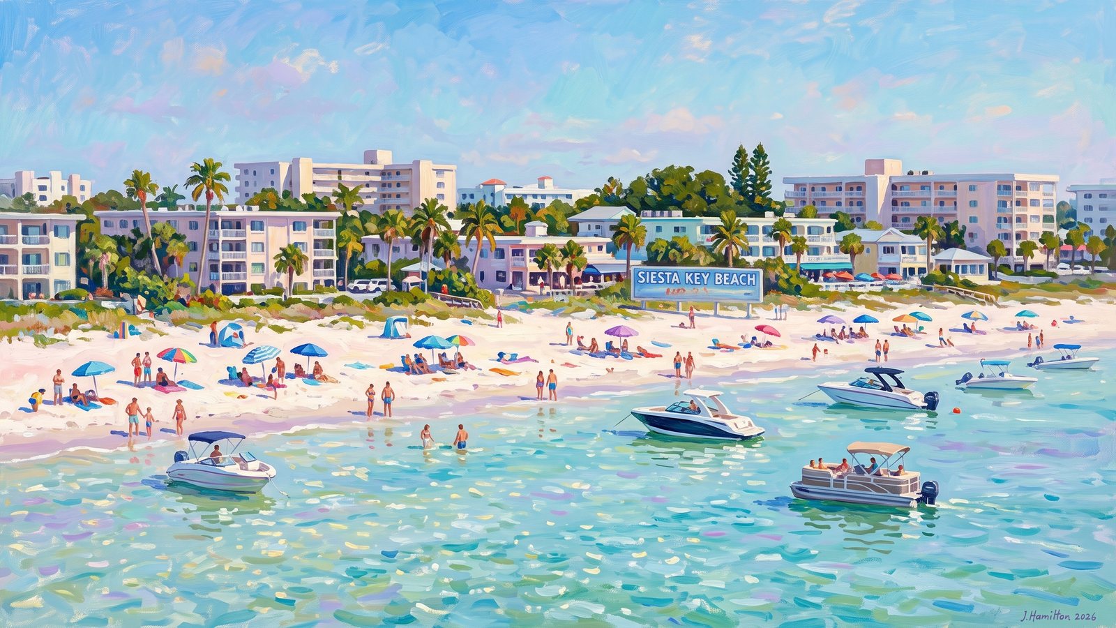 Painted city portrait of Siesta Key