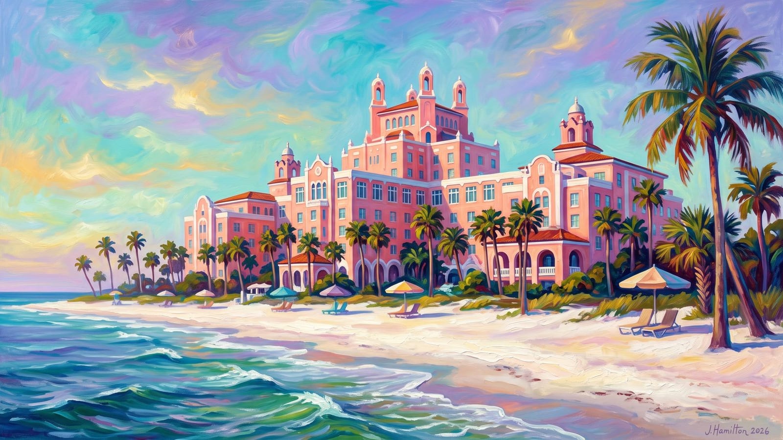 Painted city portrait of St Pete Beach