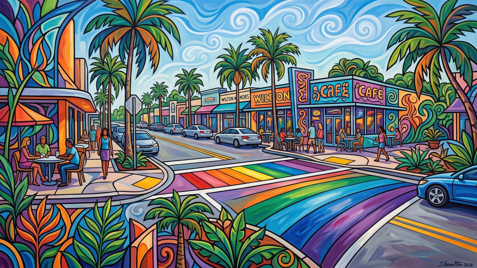 Painted city portrait of Wilton Manors