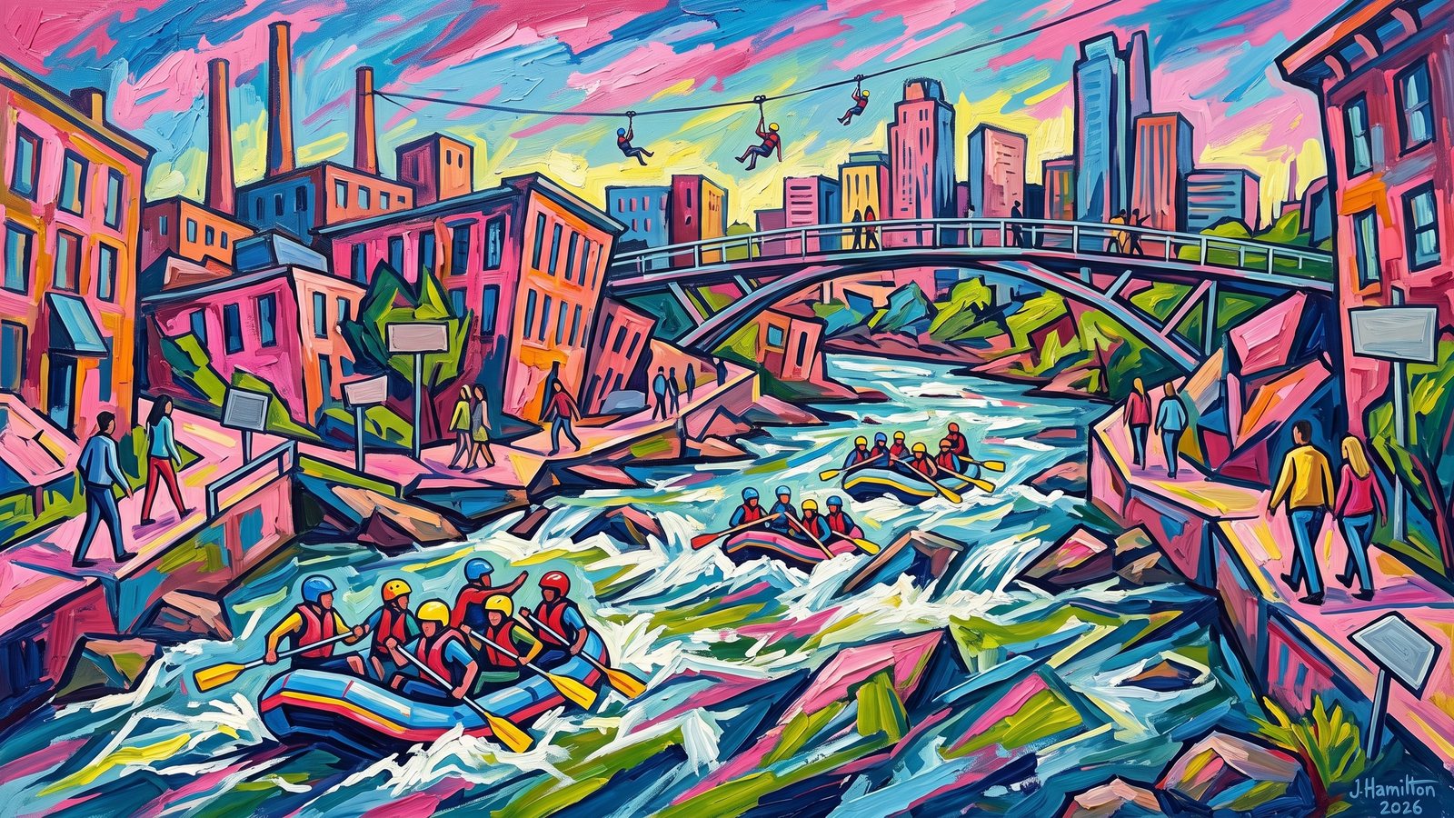 Painted city portrait of Columbus