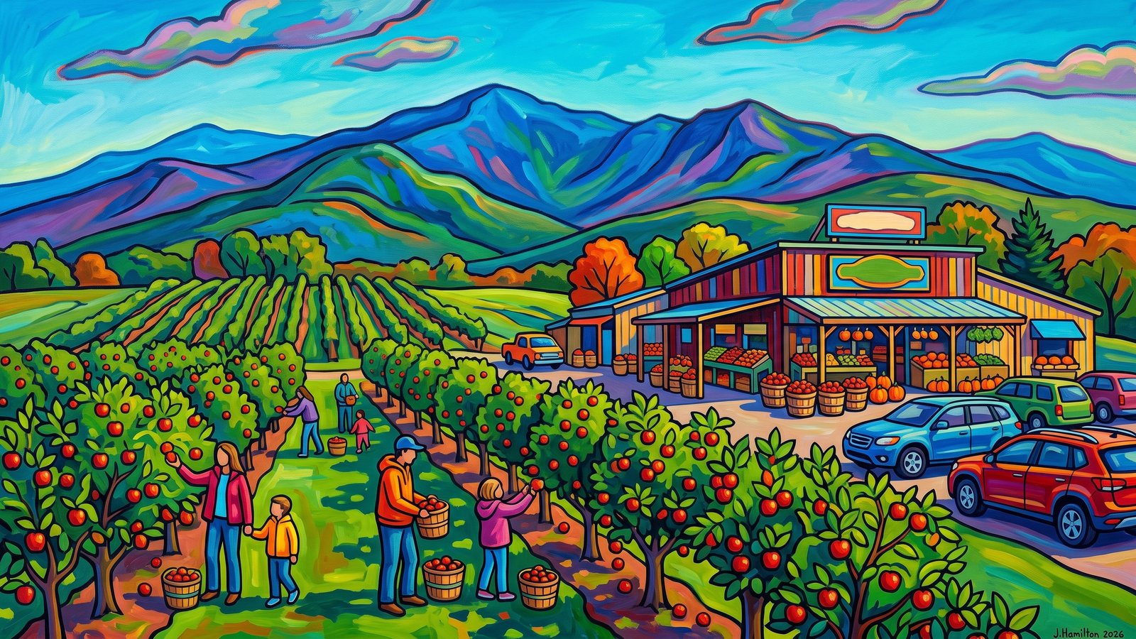 Painted city portrait of Ellijay