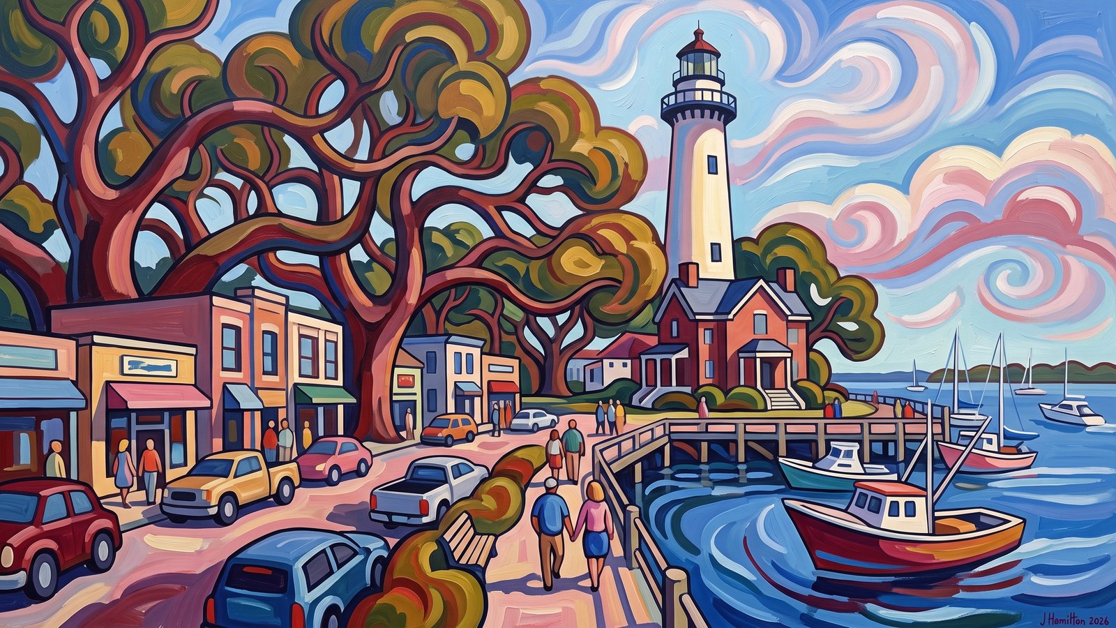 Painted city portrait of St. Simons Island