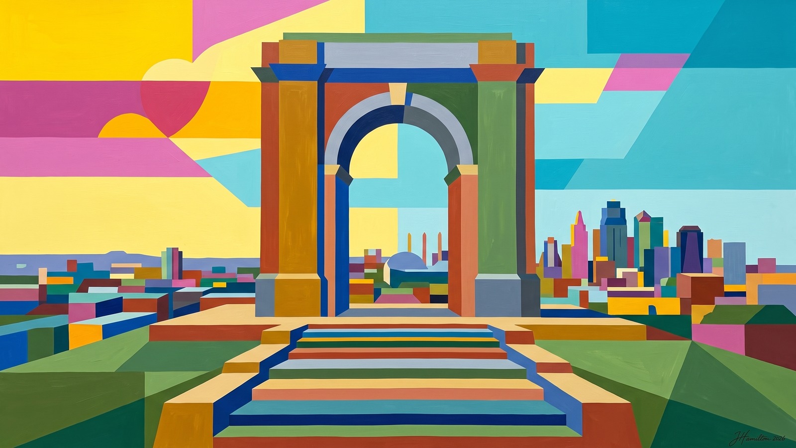 Painted city portrait of Kansas City