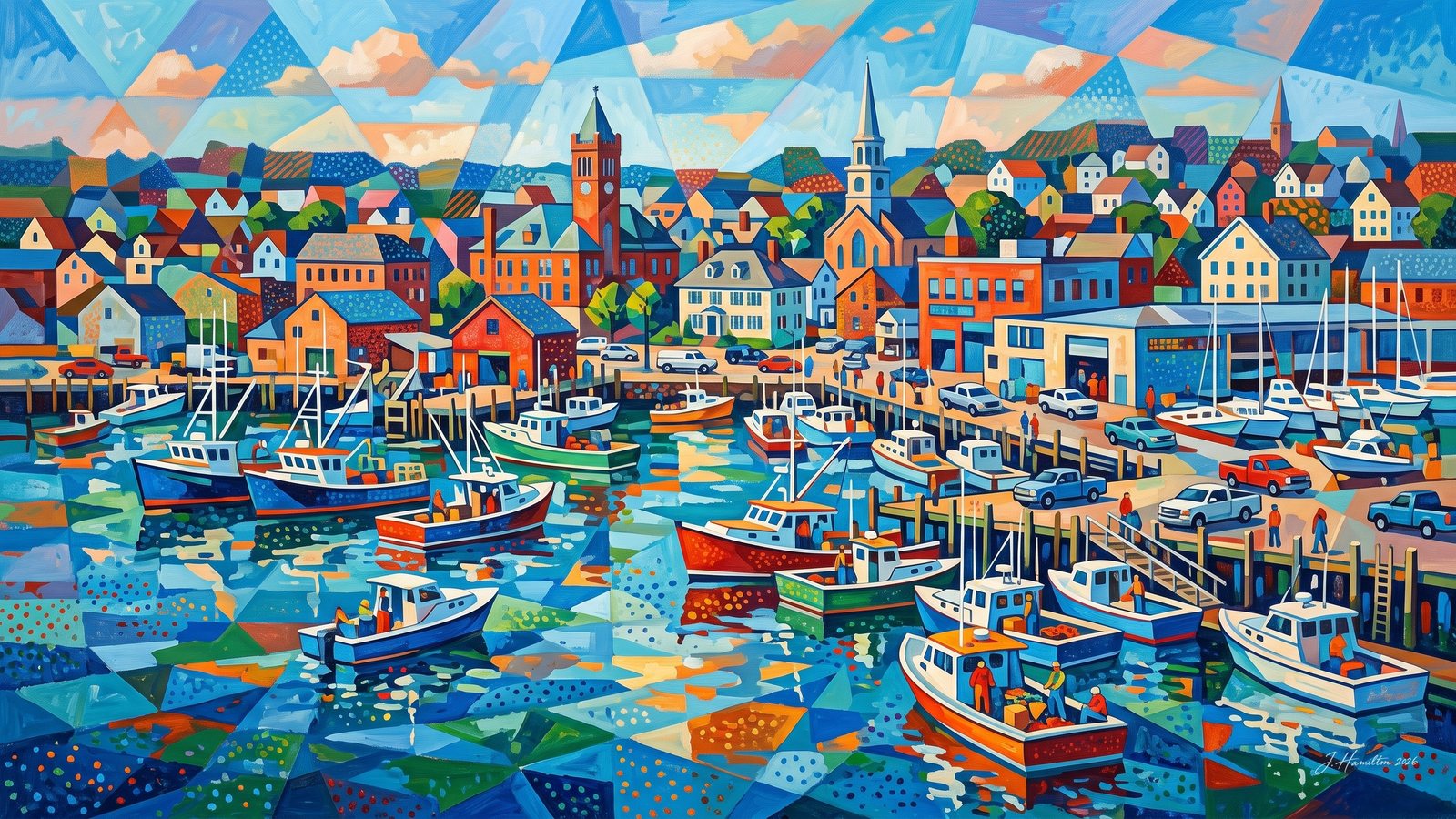Painted city portrait of Gloucester