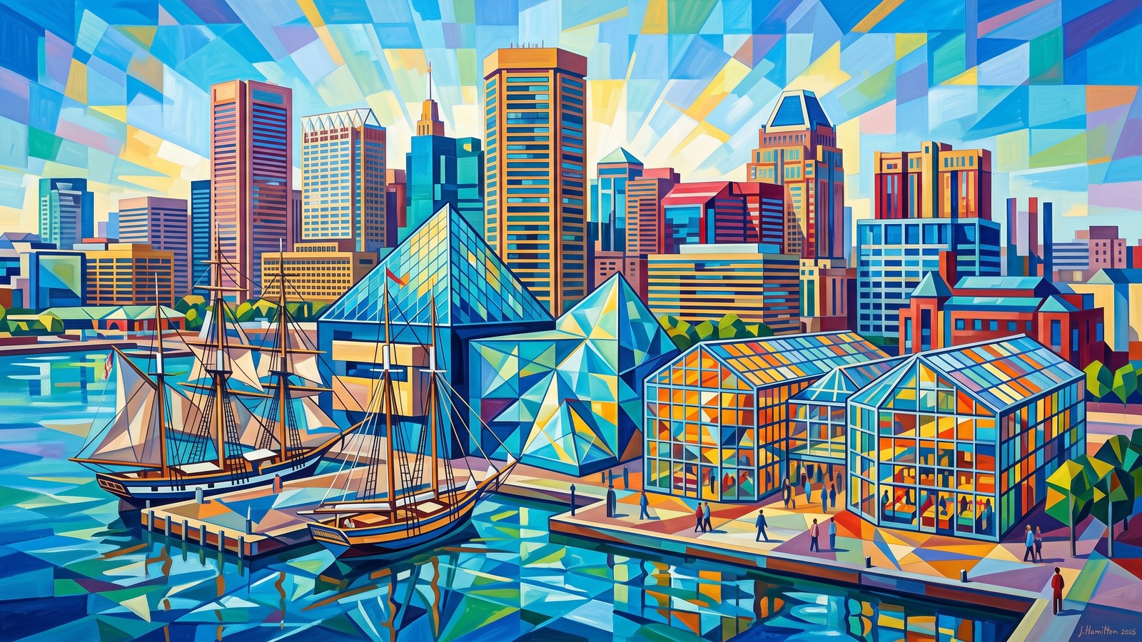 Painted city portrait of Baltimore