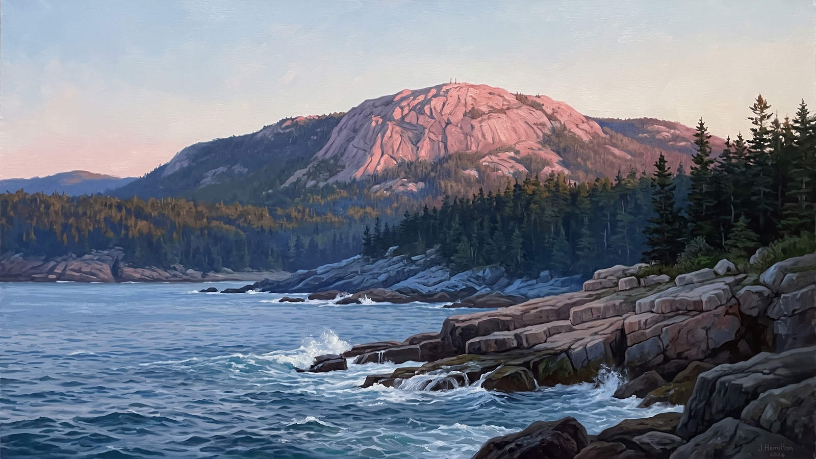 Painted city portrait of Bar Harbor