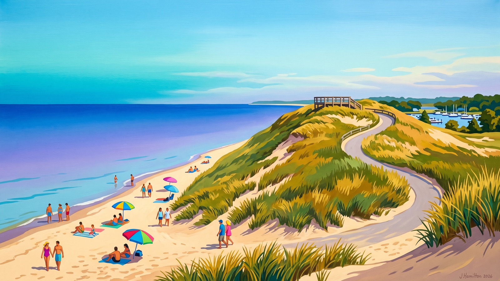 Painted city portrait of Saugatuck