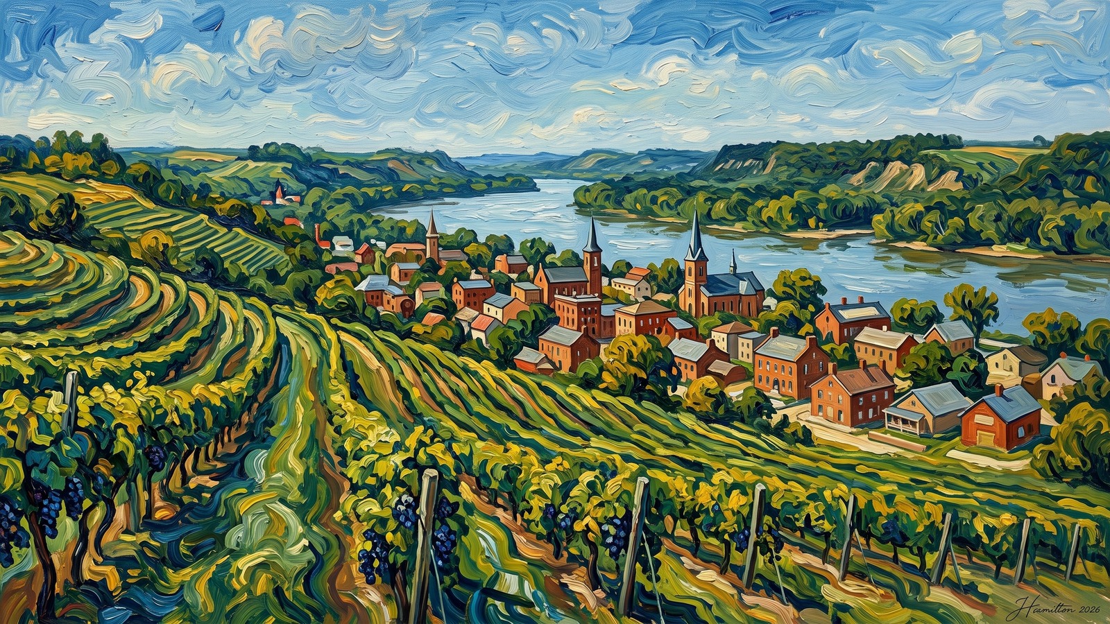 Painted city portrait of Hermann