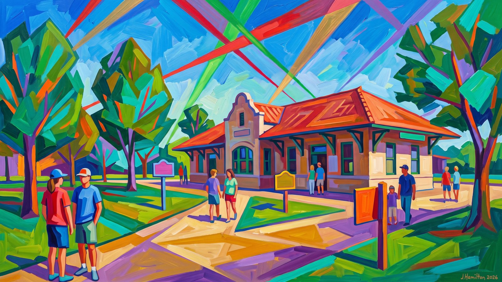 Painted city portrait of Bay St. Louis
