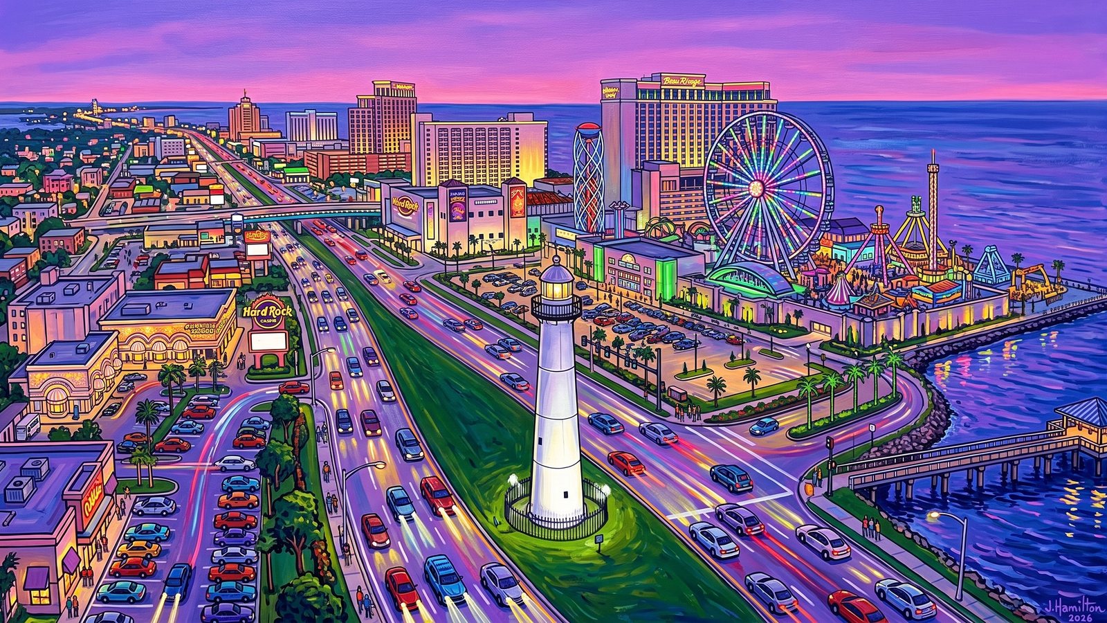 Painted city portrait of Biloxi
