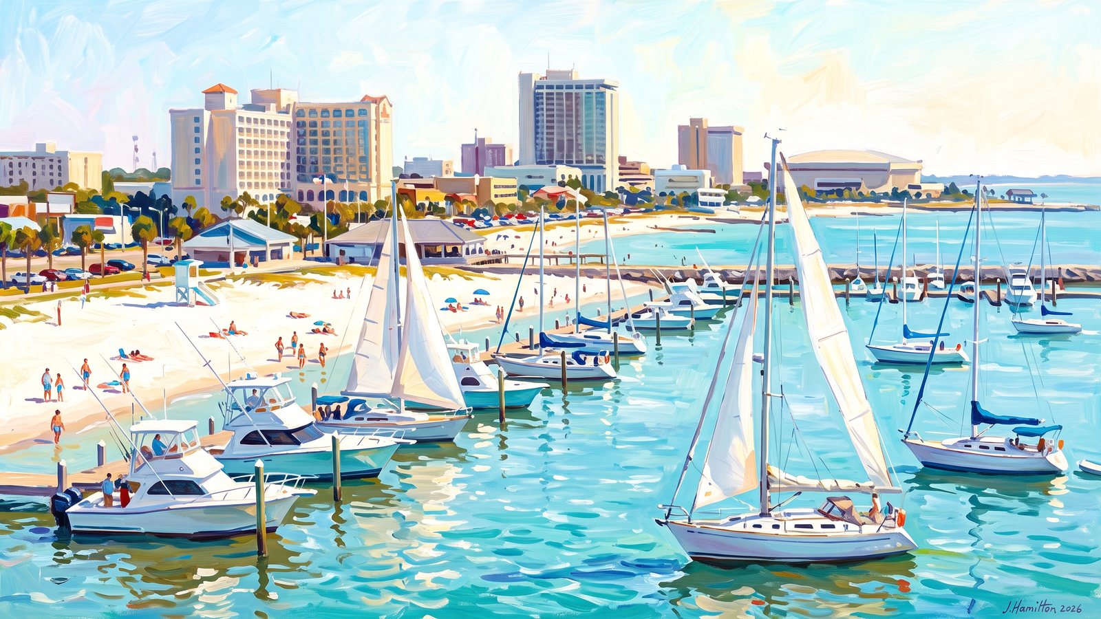 Painted city portrait of Gulfport