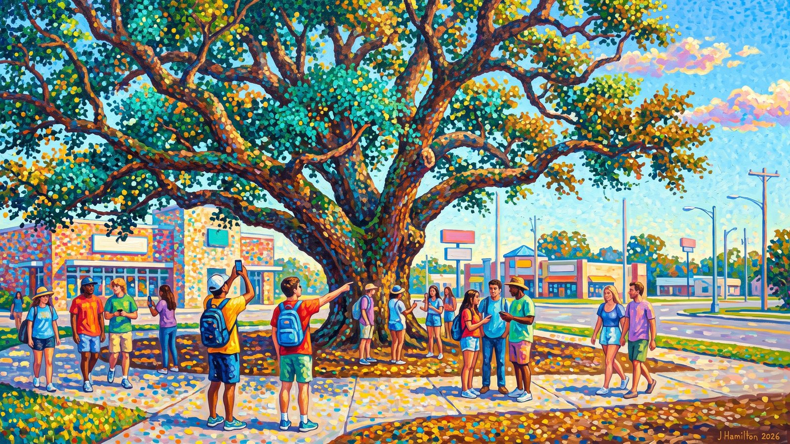 Painted city portrait of Long Beach