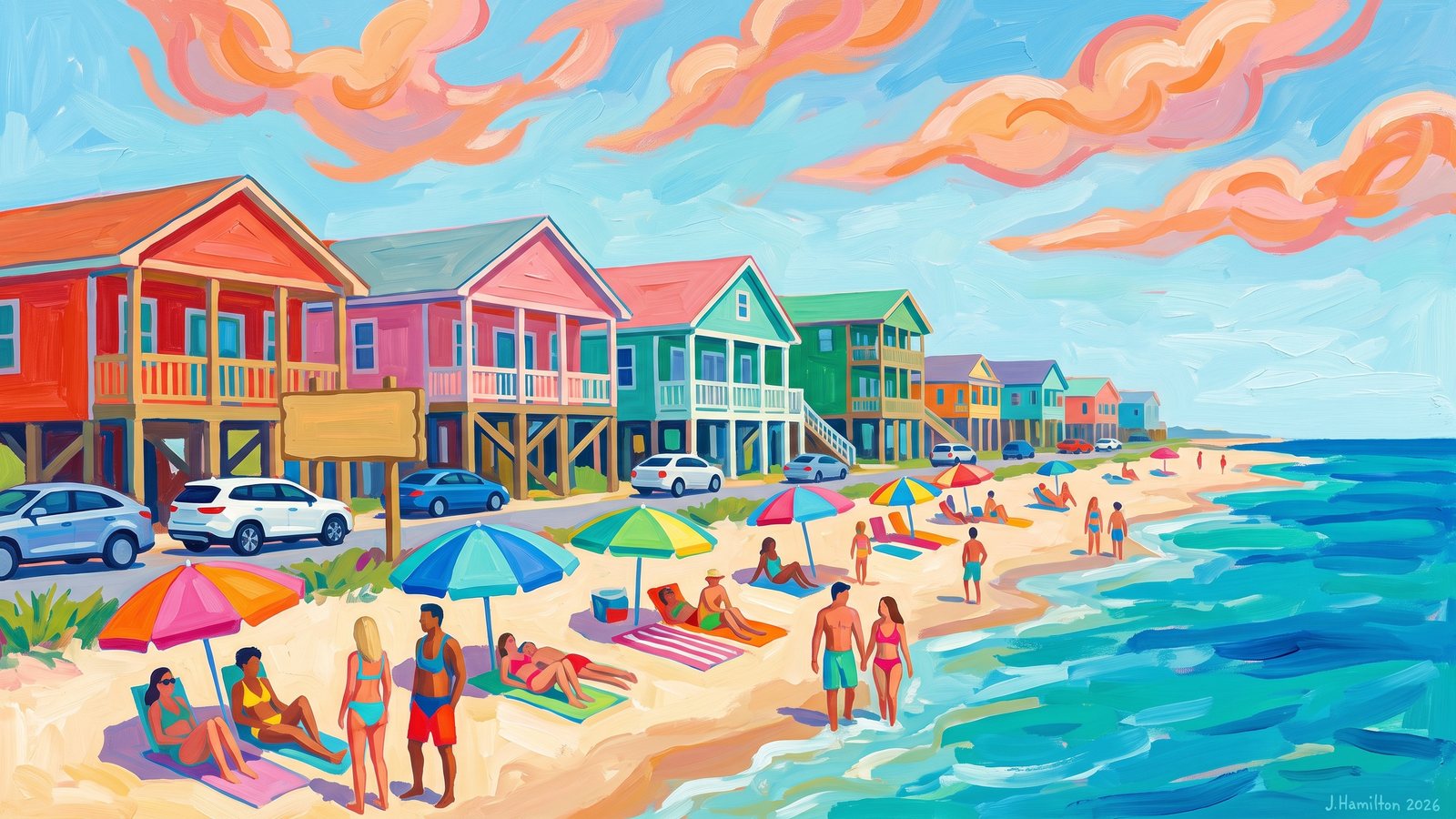 Painted city portrait of Waveland