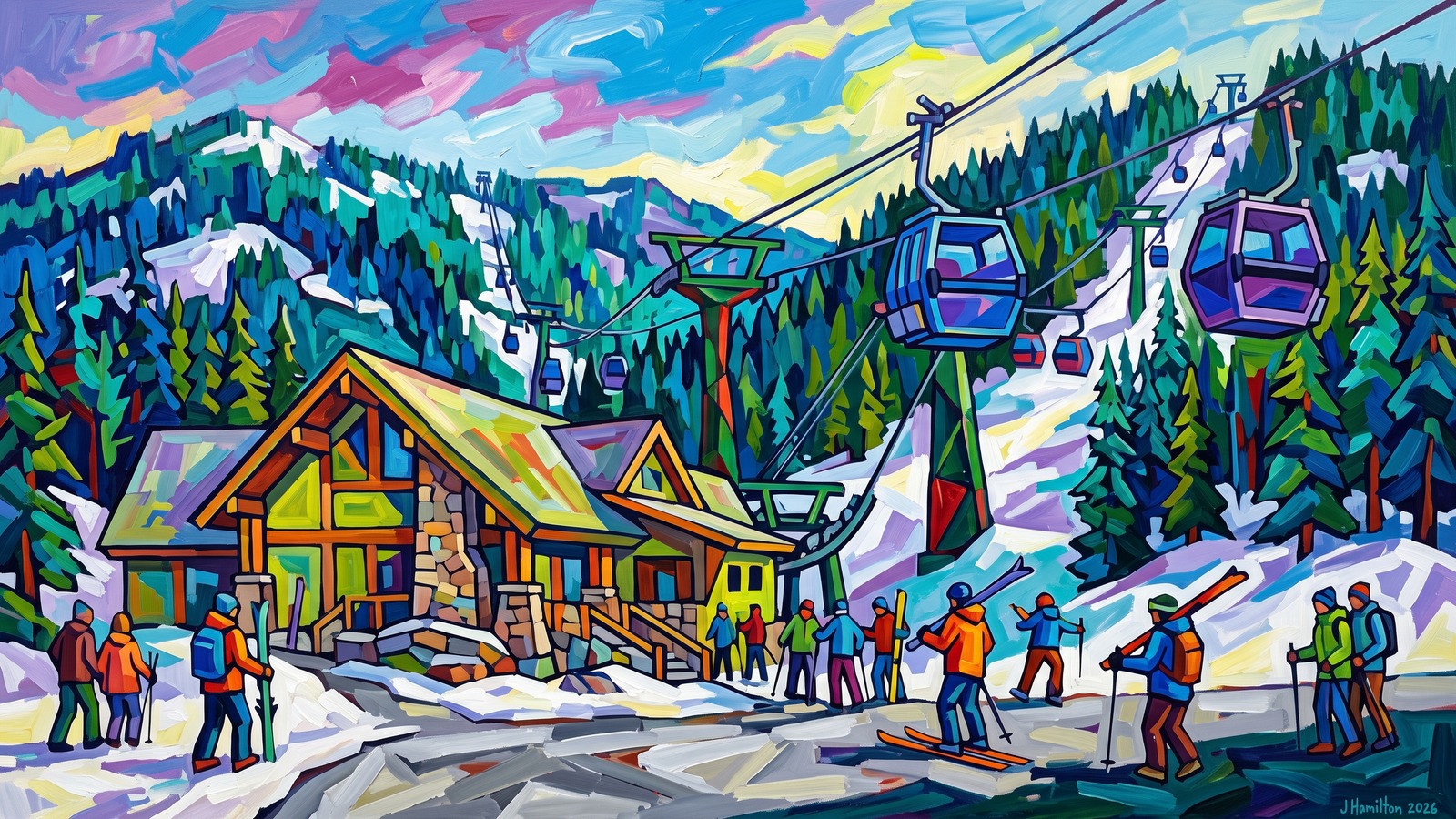 Painted city portrait of Whitefish