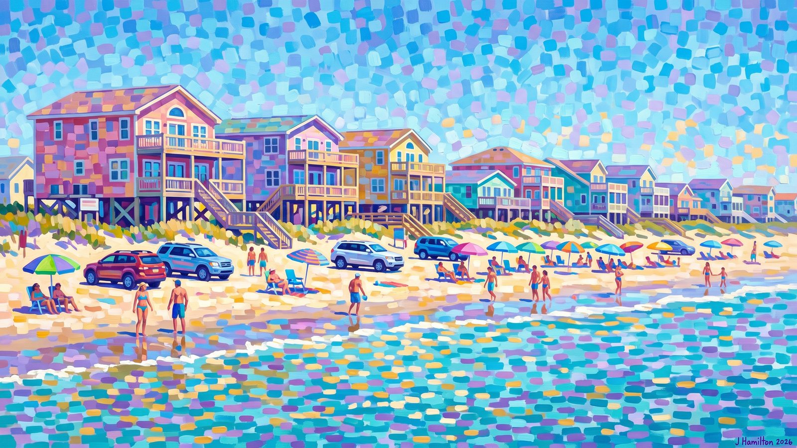 Painted city portrait of North Topsail Beach