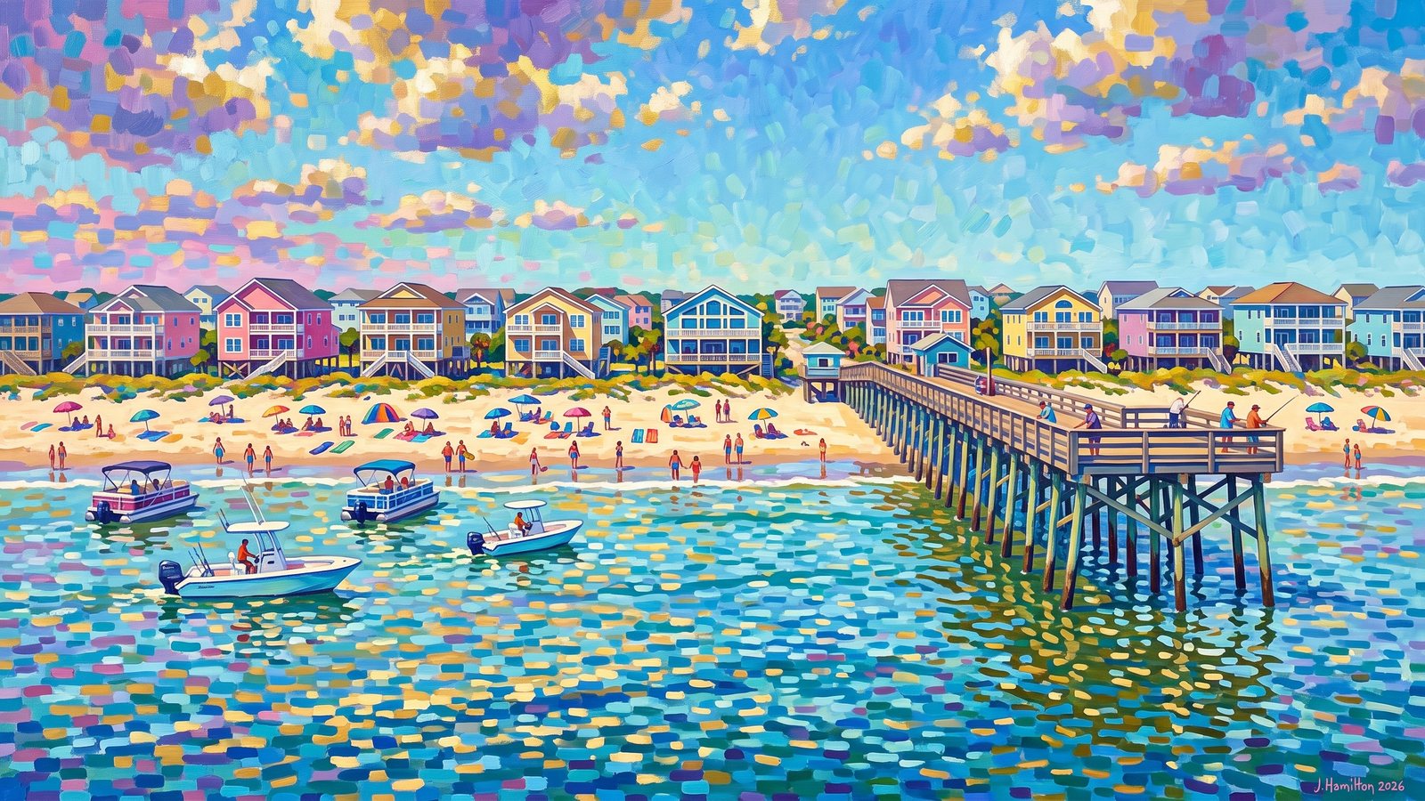 Painted city portrait of Ocean Isle Beach