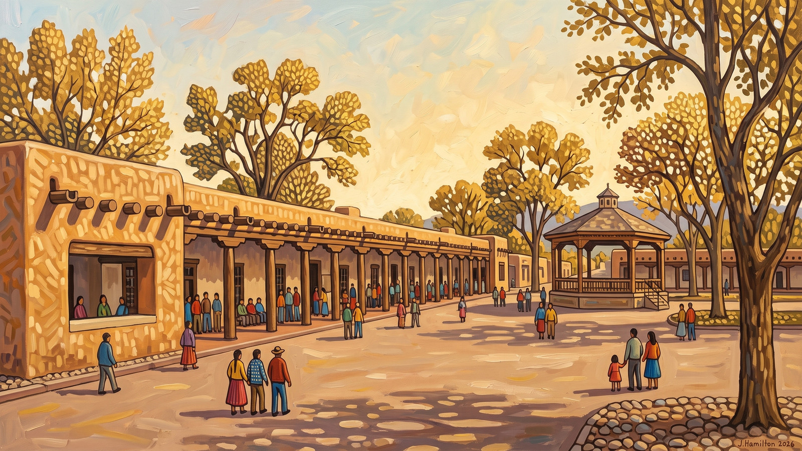 Painted city portrait of Santa Fe