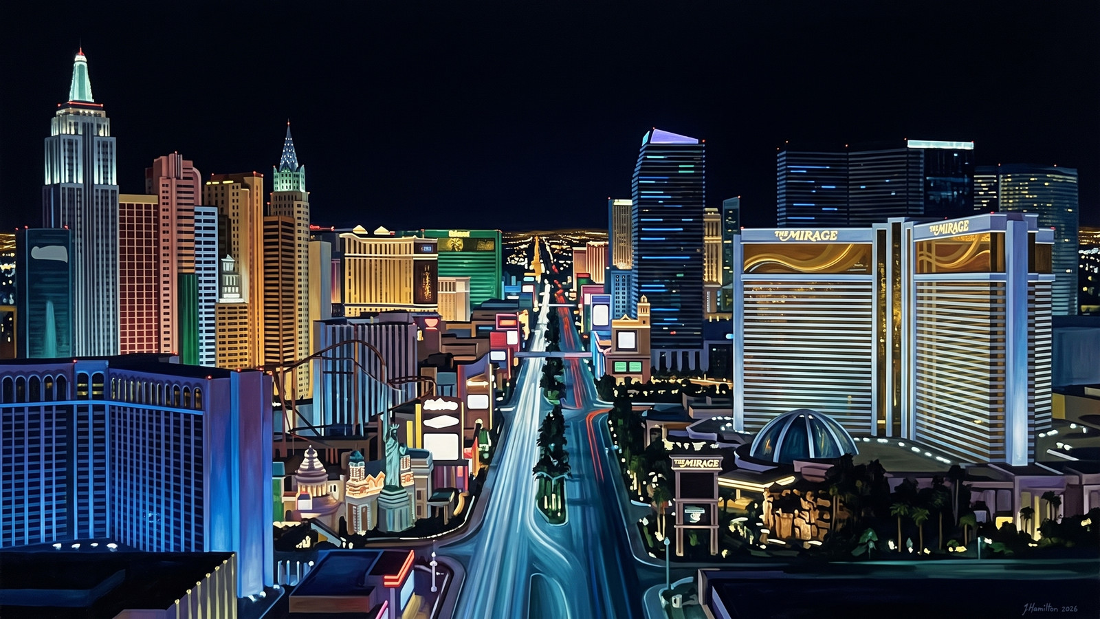 Painted city portrait of Las Vegas