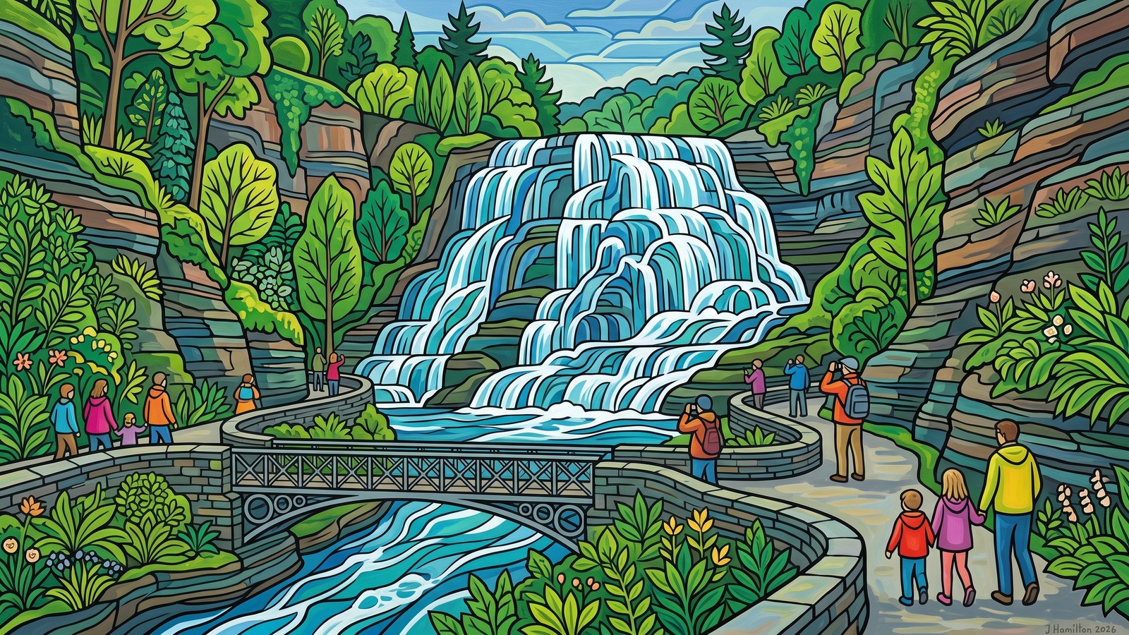 Painted city portrait of Ithaca
