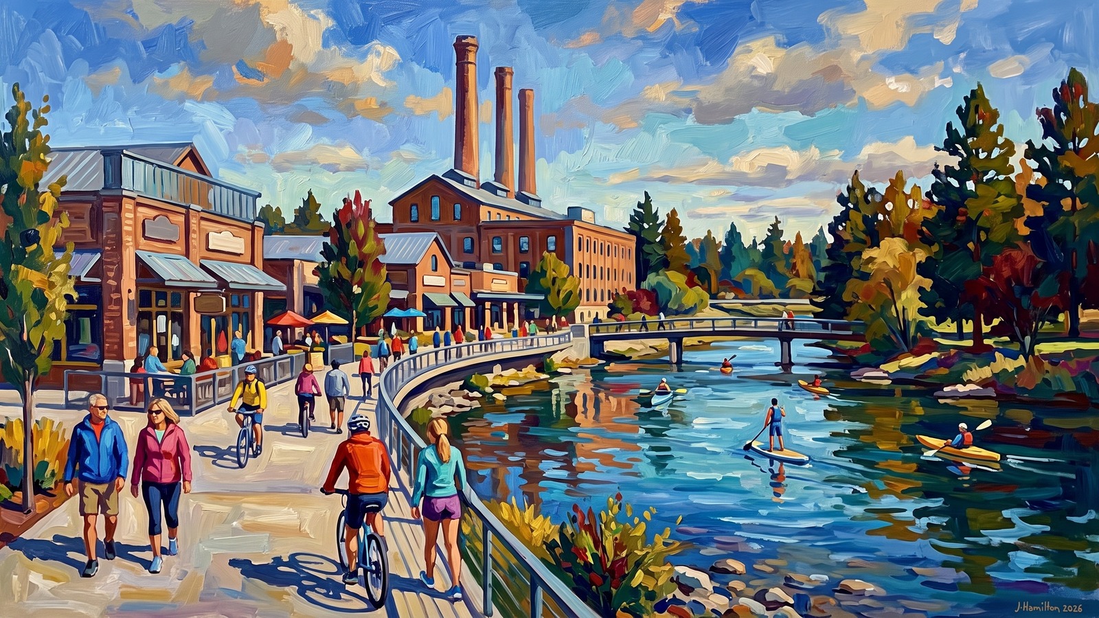 Painted city portrait of Bend
