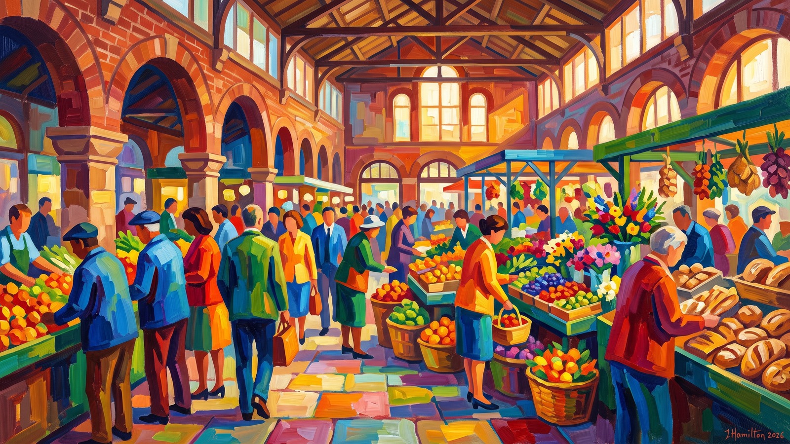 Painted city portrait of Lancaster