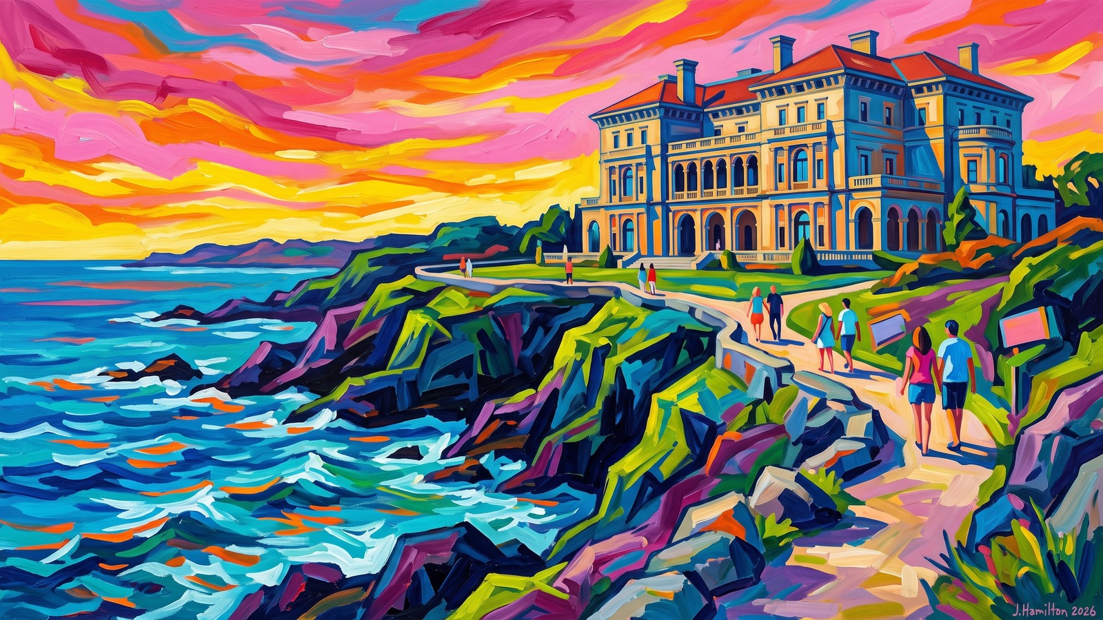 Painted city portrait of Newport
