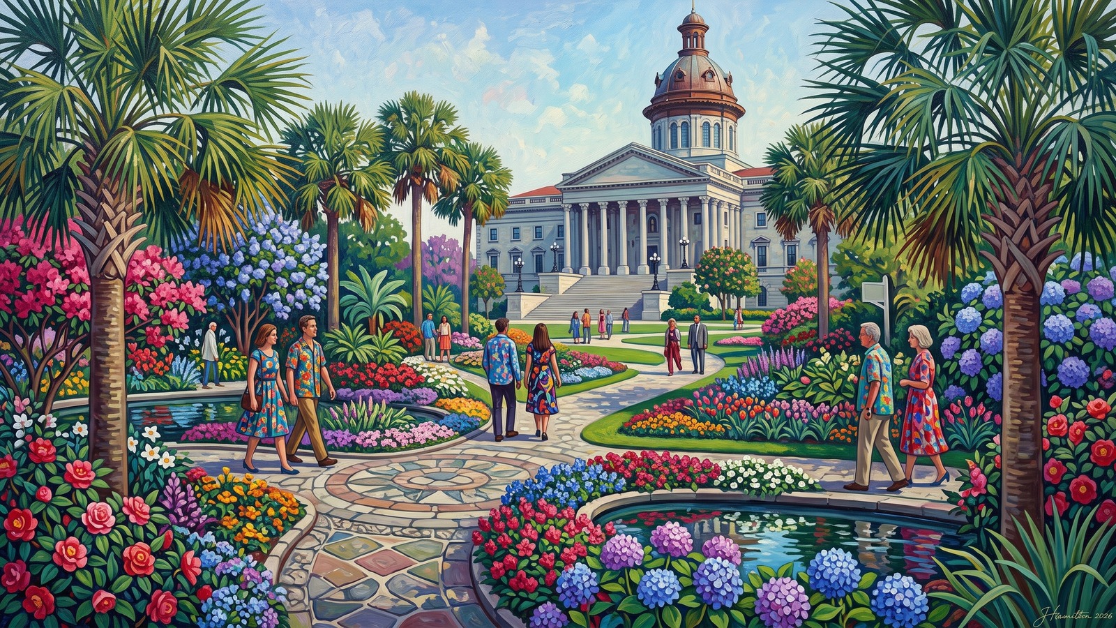 Painted city portrait of Columbia